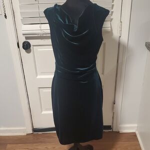 JH Elegant Green Velvet Dress